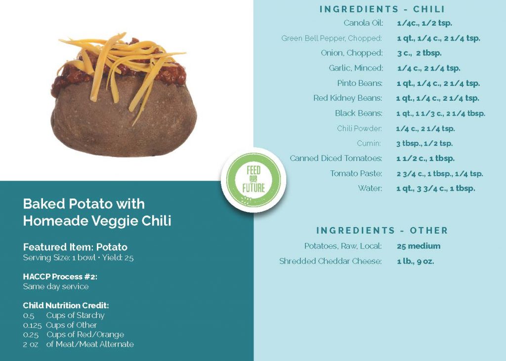 Baked Potato With Homemade Veggie Chili School Recipe Feed Our Future