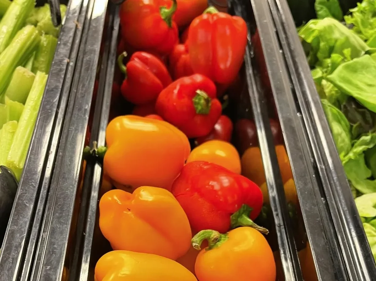 Tray of peppers, celery, lettuce